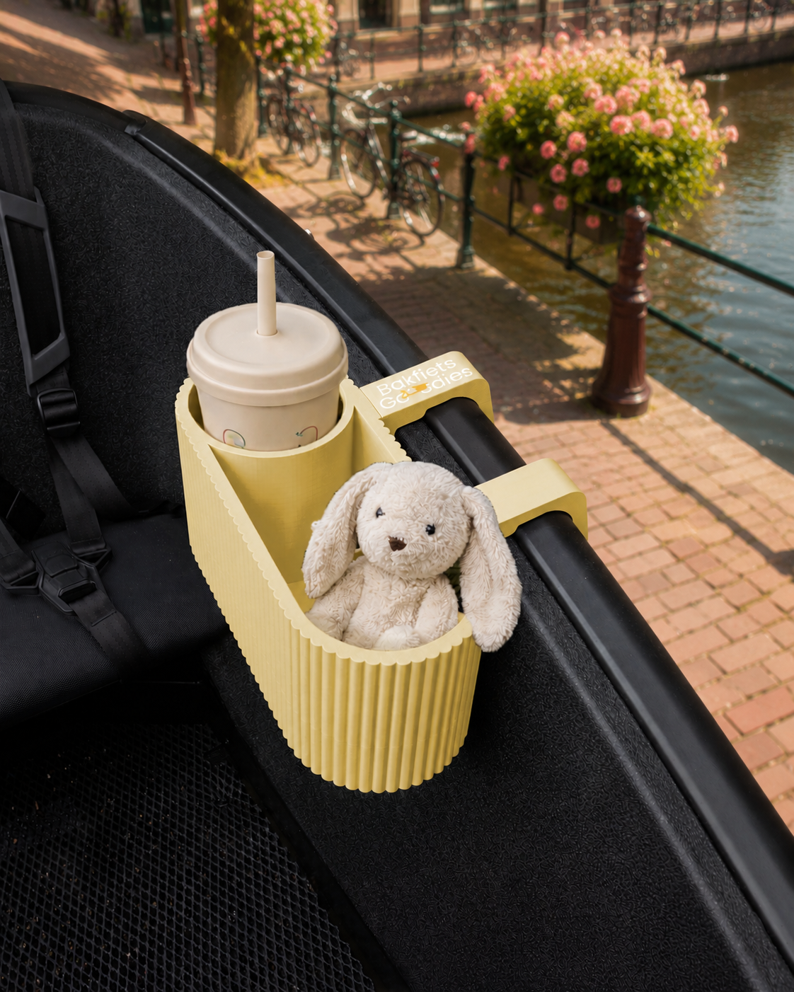 Bakfiets Bekerhouder Duo Stripes met Opbergbakje - Urban Arrow Family